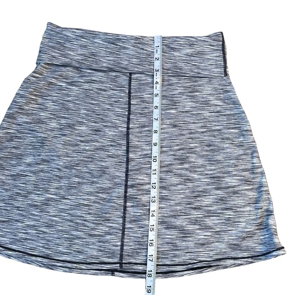 Prana Leanne Skirt Foldover Waist Small Black Grey Spacedye Stripe